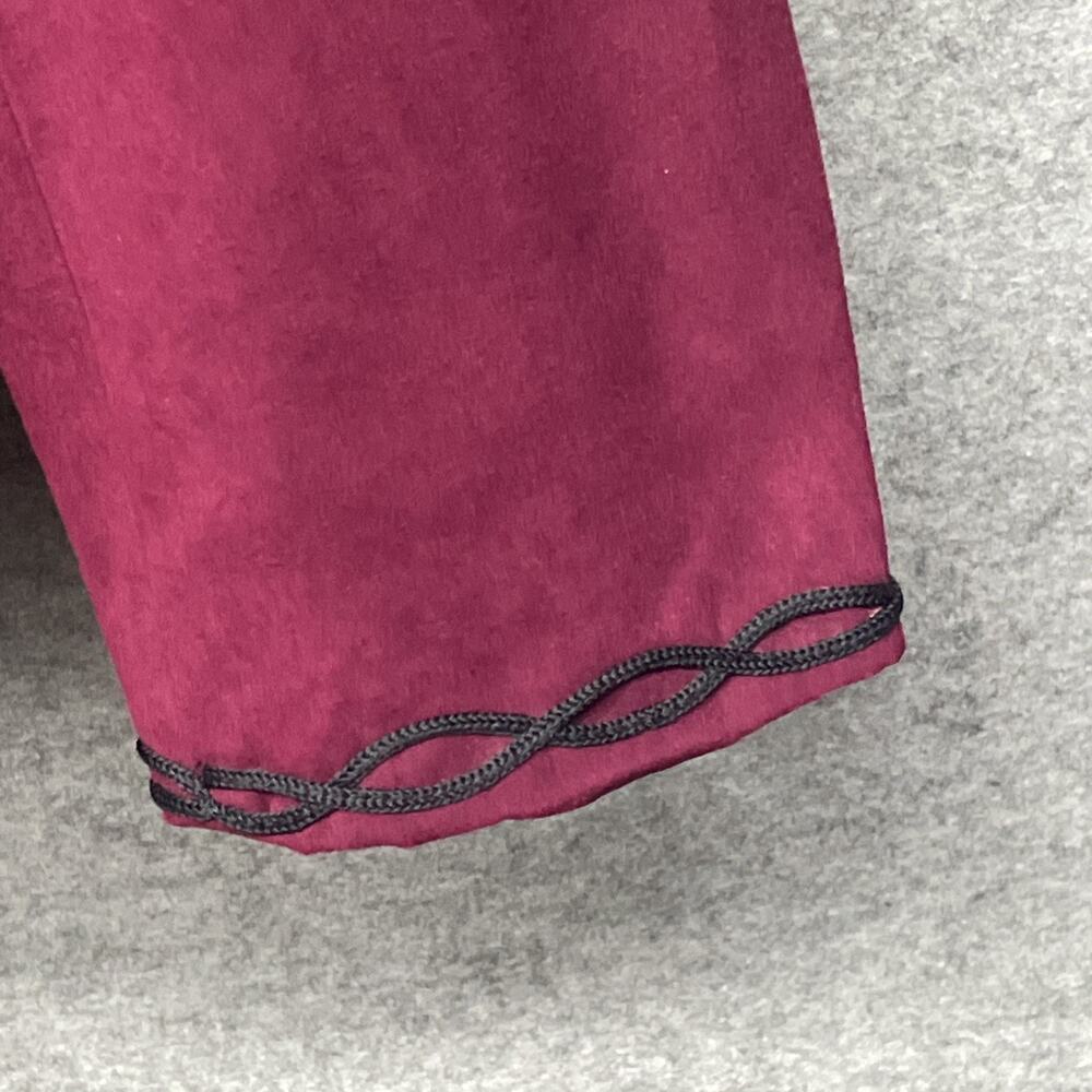 Dress Barn XL Burgundy Faux Suede Jacket w/Black Scrollwork Embroidery Mandarin - Picture 3 of 10